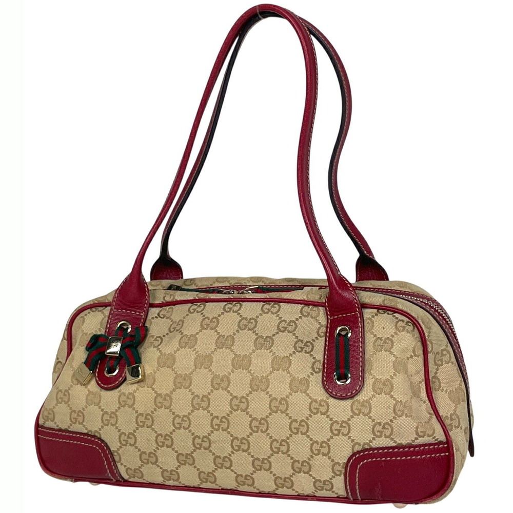 Gucci Princy Shoulder Bag GG canvas beige red